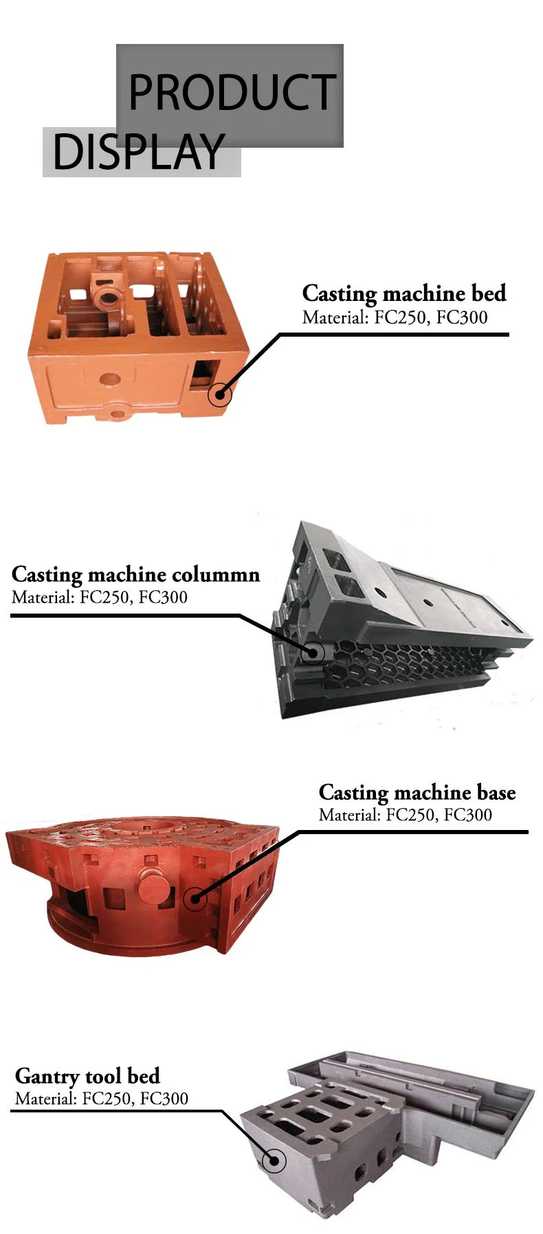 Metal Machinery OEM Grey Gray Iron Casting Machine Tool Column with Good Service
